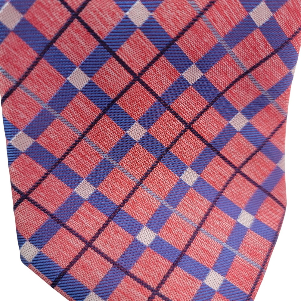 Perry Ellis Portfolio Red Purple Plaid Mens Necktie 100% Polyester - Picture 10 of 11